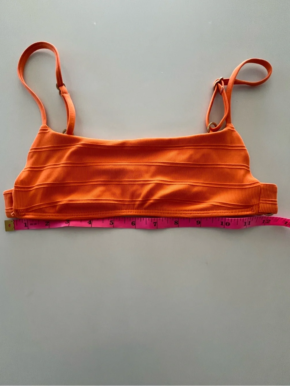 L*Space Ribbed Orange Tangerine Sporty Bralette Style Piper Bikini Top Sz Small